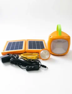 Portable 6V 3W Off-Grid Solar LED Lighting Kit with Power Bank, LED Bulbs, and USB Charging