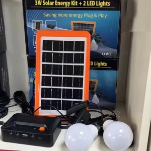 Portable 6V 3W Solar LED Lighting Kit with USB Rechargeable Bulbs