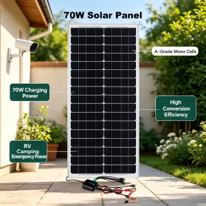 Portable 70W Mono Solar Panel Complete Accessories 5in1 USB Cable DC Wire Alligator Clip Outdoor Solar Generator Panel