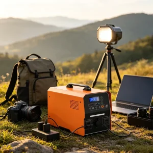 Portable Battery Powered Misting Fan Power Bank Off-Grid Solar Power Station