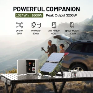 Portable Energy Storage Power Supply Solar Panel Self-charging 1000W 1600W AC DC Power Station for Outdoor Emergency Use