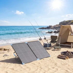 Portable Foldable Plug in High efficiency N type Bifacial Solar Panel for Emergency Charging During Camping RVs Fishing Hiking