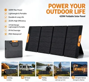 Portable Foldable Solar Panel 420W High Efficiency Monocrystalline Solar Charger IP65 Waterproof MC4 Connector