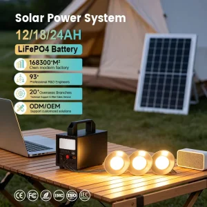 Portable Home Solar Power Station Kit LiFePO4 Battery with Pure Sine Wave MPPT Controller and External Battery