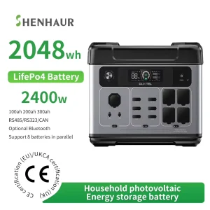 Portable LiFePO4 Power Station 2400W Solar Generator for Outdoor Camping and Home Emergency Energy Storage