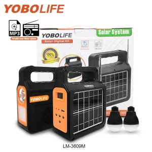 Portable Mini Solar Lighting Kit with Integrated Solar Panel, 3.2V DC Output, MP3, and FM Radio