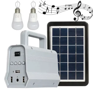 Portable Mini Solar Power Lighting System Kits for Home With Music Speaker 2 in 1