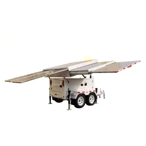 Portable Off Grid Mobile Solar Trailer Generator with 8 Monocrystalline Silicon Panels MPPT Controller for Remote Locations