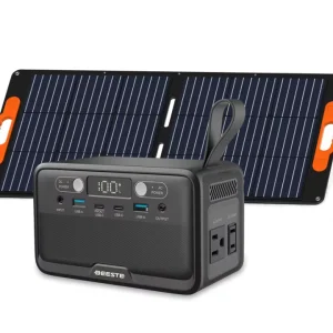 Portable Power Bank 100W Solar Generator With AC Outlet Fast Charge Outdoor Emergency Backup Lighting for Camping Travel
