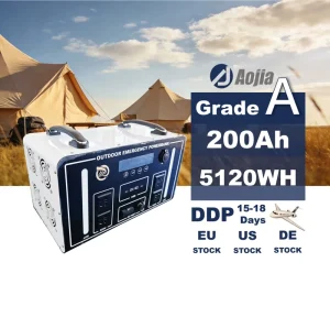 Portable Power Station 200Ah 5120Wh LiFePO4 Pure Sine Wave Inverter Solar MPPT Controller 2000W 3500W Off Grid External
