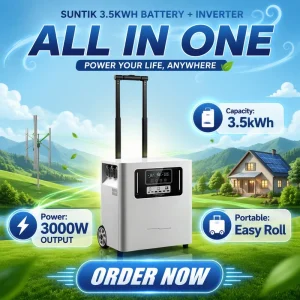 Portable Power Station 3000W on Wheels All in One Home Energy Storage System 110V 3K Solar Generator for Home Outdoor Off Grid