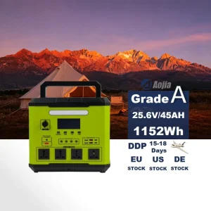 Portable Power Station 45Ah 1152Wh LiFePO4 Pure Sine Wave Inverter Solar MPPT Controller 1500W External Battery Car Jump Starter