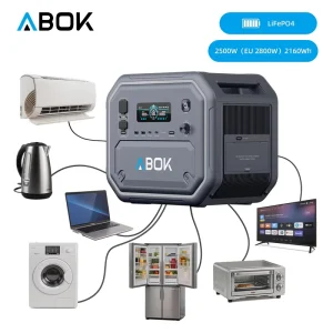 Portable Power Station Mppt Control 2500w Outdoor Solar Generator 110v 220v Ac Outlets Pure Sine Wave Lithium Battery Type C