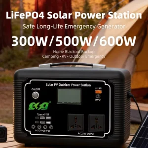 Portable Power Stations 300W/500W/600W LiFePO4 Solar Generators for Outdoor Camping and Home Emergency Backup Power