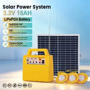 Portable Rechargeable Mini 12V DC Solar Power Generator 20W With Radio LED Lamp Indoor Home Use Solar System