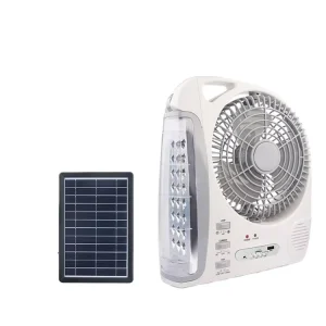 Portable Rechargeable Solar Panel Fan with Beautiful Music & Light Bulb Single Wind Speed Greenhouse Accessory