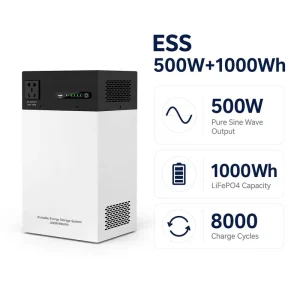 Portable Rechargeable Stackable Solar Generator 500W 1000Wh LiFePO4 Battery Power Station Pure Sine Wave MPPT Outdoor Travel