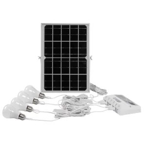 Portable Solar Home Power System with LED Bulbs for Lighting and Phone Charging, Plastic