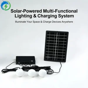 Portable Solar LED Lighting Kit with 3 Bulbs Solar Panel Powered System for Home Camping and Emergency Lighting