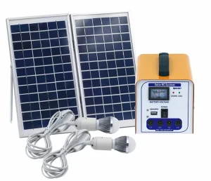 Portable Solar Lighting Kit with Lithium-Ion Battery and PWM Controller for Indoor Outdoor Camping Use