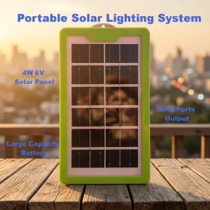 Portable Solar Lighting System Kit 4W Solar Panel with 2 Mini Square Lights USB Mobile Phone Charging for Home Camping