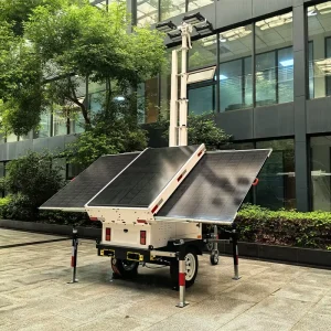 Portable Solar Panels Security Trailer with 4*100W LED Light MPPT Controller for 24 7 Operation Lighting