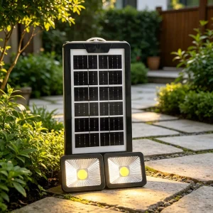 Portable Solar Power Lighting System 2PCS 4W Mini LED Lights 3600mAh Built in Battery USB 5V Phone Charger for Hiking