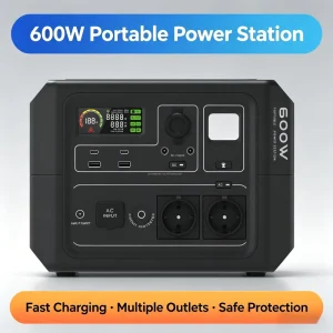 Portable Solar Power Station Outdoor Camping Solar Generator 600W 404Wh Pure Sine Wave MPPT RV Port Car LiFePO4