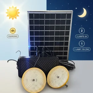 Portable Solar Power System with 6W Solar Panel, Lithium-Ion Battery, 5W LED Bulb, MPPT, 12V DC Output and Power Bank