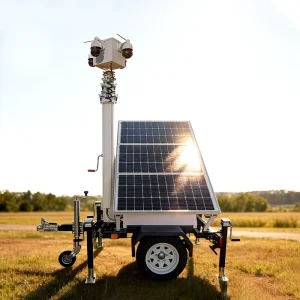 Portable Solar Security Trailer with 360 Camera Support 300W Solar Panel 6m Mast 20A MPPT Controller IP65 Waterproof