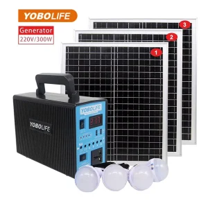 Portable Solar Station LiFePO4 Lithium Battery 300W Modified Sine Wave Inverter 220V AC Output Solar Panel Compatible for Home