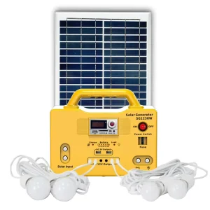 Portable Yellow Color Bule Color 50W 40W 30W 20W Mini Solar DC Lighting System 4 LED Bulbs for Home