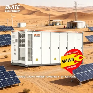 Power Quality 5MWh 20FT Liquid Cooling BESS Container 314Ah LifePO4 Lithium Battery Storage for Desert Power Plant Solution