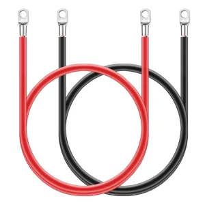Pure Copper Battery Inverter Cable 2AWG 4AWG 6AWG with Ring Terminals IP67 Waterproof Automotive Solar RV Power Cable
