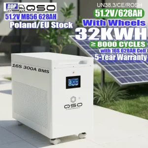 QSO Bateria 32Kwh 4nrgy Pl 48V Lifepo4 Lithium Battery Pack 51.2V 30 32 Kwh Kw 2 With 16S 300A JK BMS MB56 628AH 32Kw 30Kwh Akku