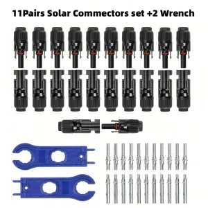 Quick Locking MCX Male Female Copper Contact 1000V DC 30A Rated Black Round Solar Automotive Cable Connector Set