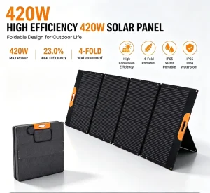 RV Camping Outdoor Off Grid Solar Charging Kit 420W Foldable Monocrystalline Solar Panel IP65 Waterproof Lightweight Charger