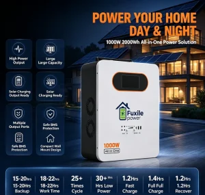 RV Camping Solar Power Generator 2000Wh All-in-One Portable LiFePO4 Power Station 1000W Multiple Output Ports