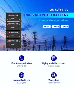 Rack Mount 51.2V 280Ah LiFePO4 15kWh Portable Home Energy Storage Battery Hybrid System