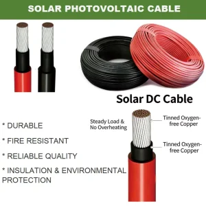 Red Black Copper Conductor PVC Solar Cable Copper 6mm 20 30 50 Meters Roll PV Cable for Photovoltaic Power System No Connector