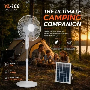 Remote Control 16 Inch Solar Standing Fan with Panel DC Electric Fan 3 Speeds Oscillating Silent Pedestal Fan YL 168