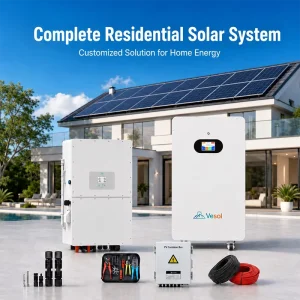 Residential Solar Energy System Complete PV Panel Hybrid Inverter Battery Kit for Home Backup Power Storage Solution