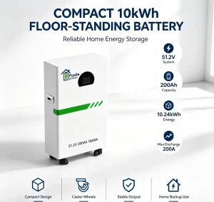 Residential Solar Off Grid Backup 51.2V 200Ah 10.24kWh Movable Wheeled LiFePO4 Lithium Battery