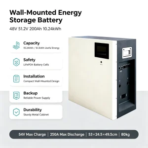 Residential Wall Mount Solar Battery 51.2v 200ah 10.24kwh Rs485 Can Communication Port Off-grid Hybrid Solar Backup