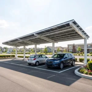 Robust Carbon Steel PV Carport Multi Vehicle Solar Carport