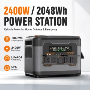 S2400 Portable Power Station 2400W LiFePO4 Solar Generator 1.5H Fast Charging UPS Home Backup Power