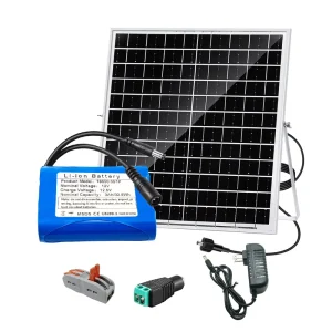 SIWEIJIA SLB-A-008 12V 3000mAh Rechargeable Solid State 18650 Battery Cylinder Pack Dual Connectors 20W Solar Panel 500 Cycles