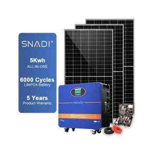 SNADI 5KW Solar Power Station Off Grid Solar Power System All in One Lithium Battery Solar Energy System Generator for Home
