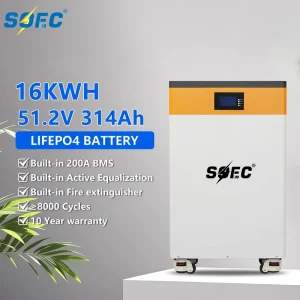 SOEC 16kWh Solar Home ESS 200A BMS + Active Balancing + Fire Extinguisher 300Ah 314Ah Stackable Lithium Ion 51.2V LiFePO4 CAN