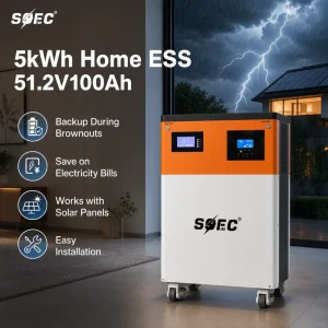 SOEC 5kWh 51.2V All in One Energy Storage System 5kW Off Grid Inverter LiFePO4 Solar Power Bank Home Battery Backup